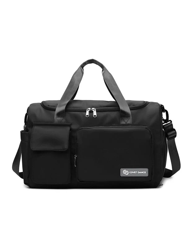 
                      
                        A black duffle bag against a plain background.
                      
                    